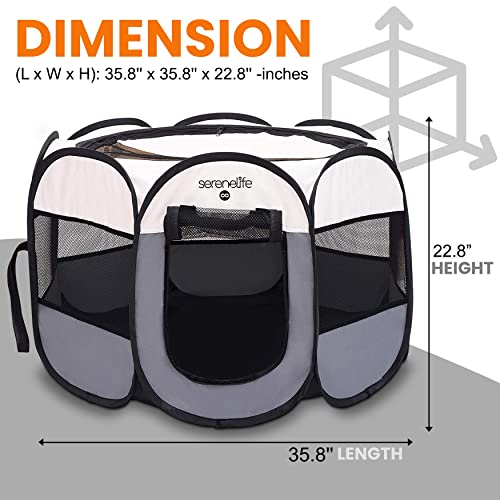 8-Panel Foldable Pet Playpen with Food/Water Bowl, Red Q4376