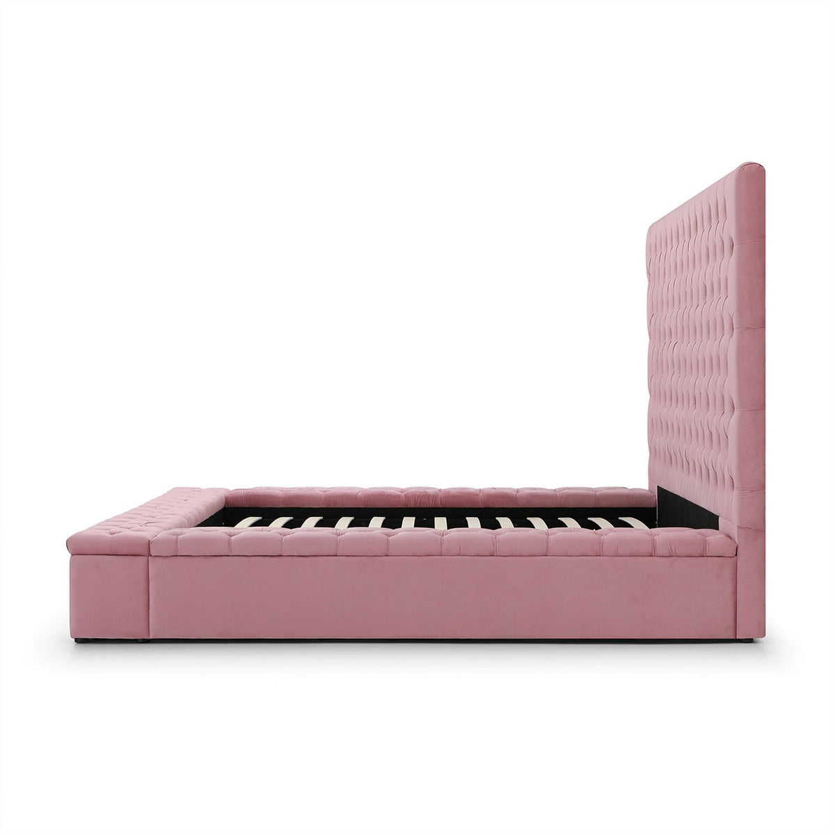 Pink Velvet Upholstered Platform Queen Bed F544742