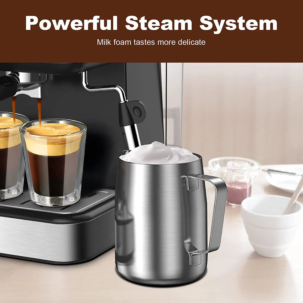 Black 20 Bar Espresso Coffee Machine with Milk Frother Steam Wand, 1.5L Water Tank P171