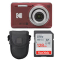Red Digital Camera with 128GB SDXC Memory Card and Case T8034
