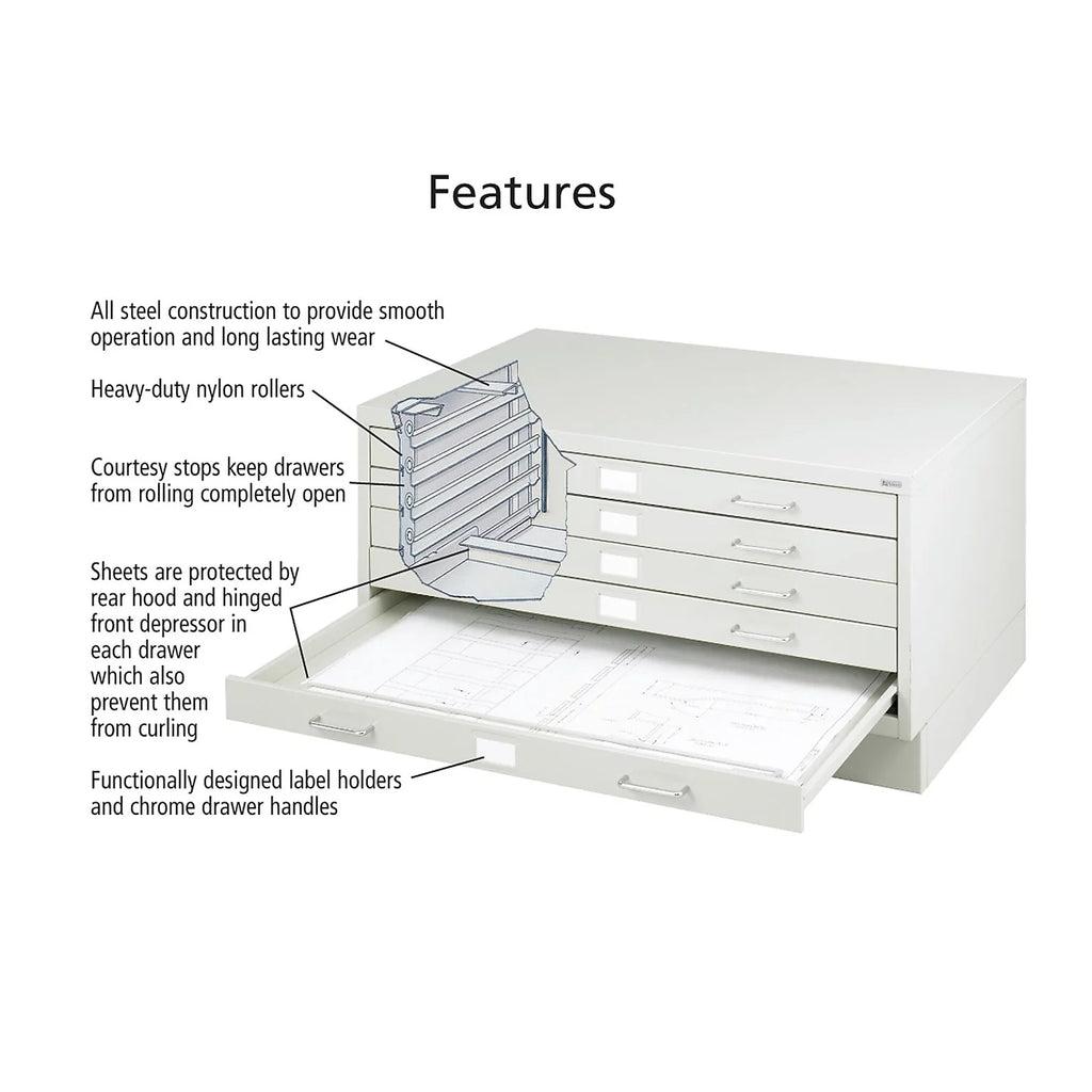 Light Gray 5 Drawer Metal Flat File Cabinet L51481