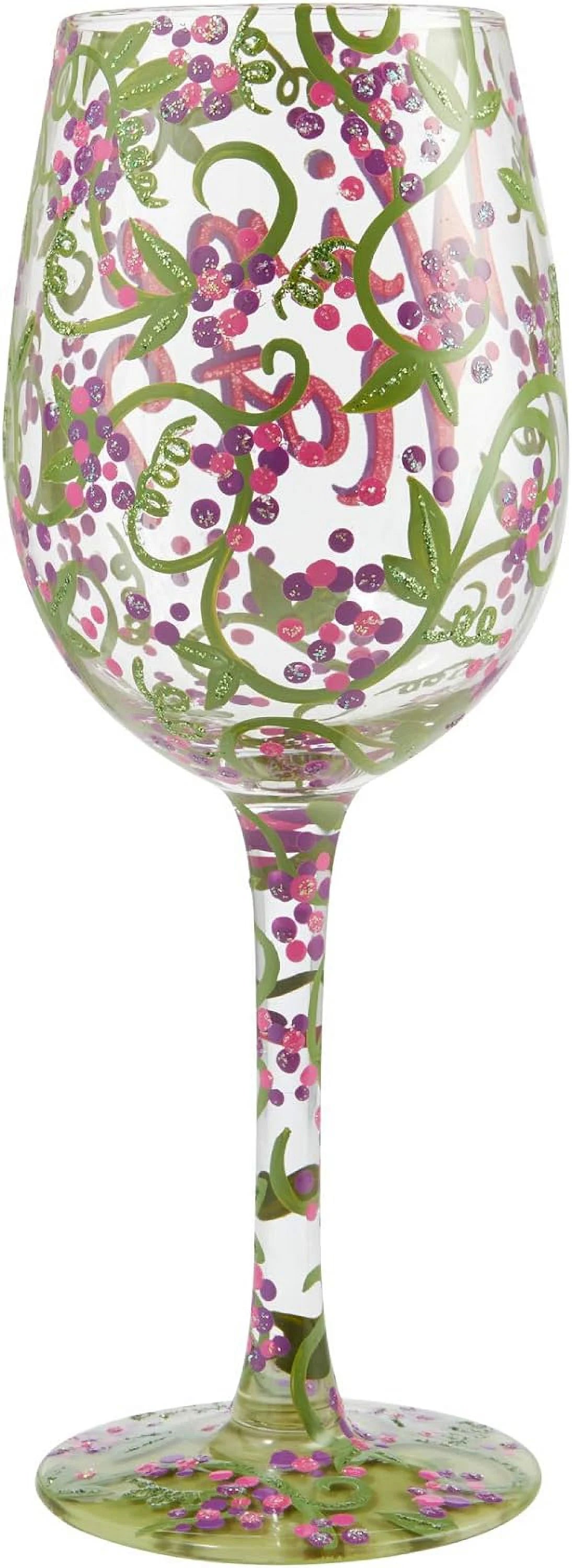 Hand-Painted Artisan Wine Glass, 1 Count, Multicolor N446