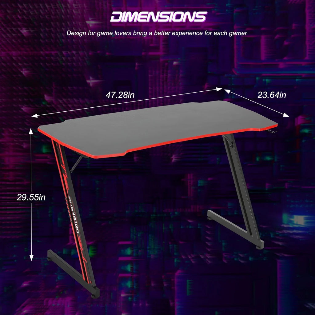 48 inch Z Shaped Gaming Desk with Headphone Hook F4552