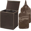 Brown Double Laundry Hamper with Lid and Removable Bags D610419