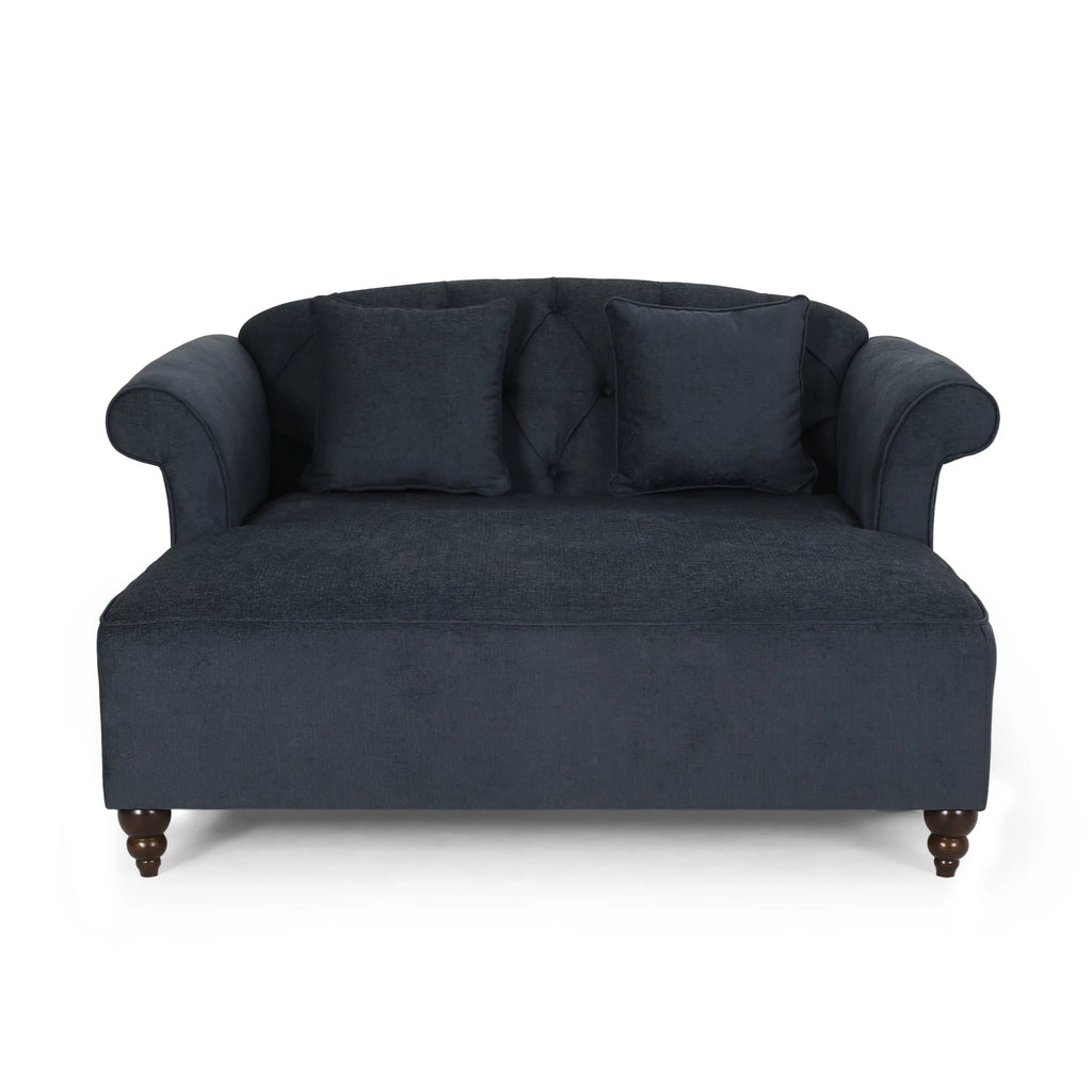 Charcoal Fabric Tufted Chaise Lounge D527