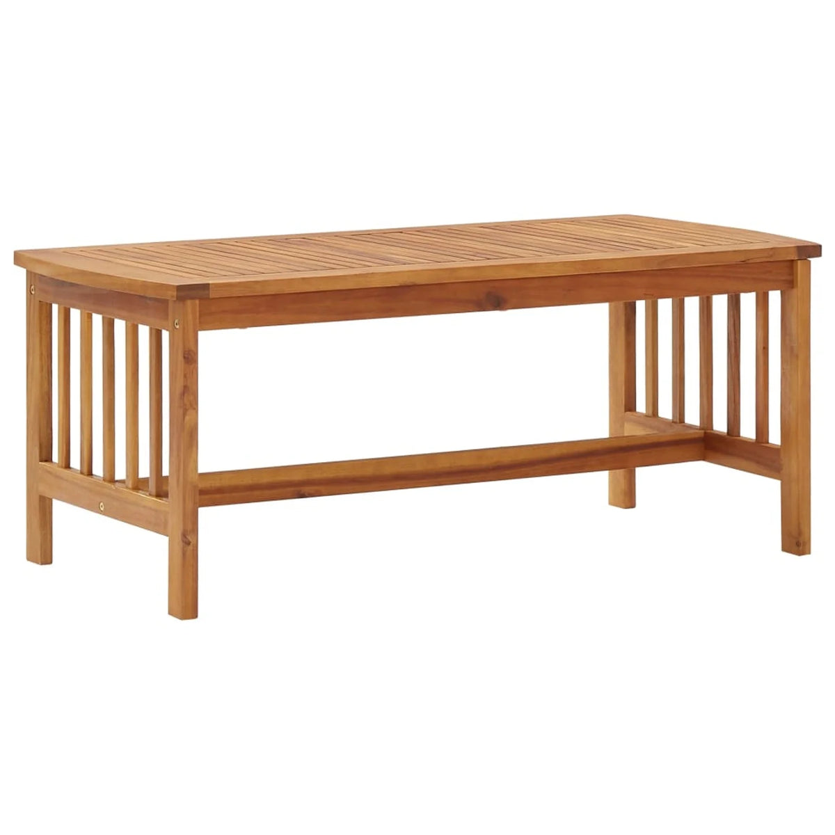 2 Piece Acacia Wood Outdoor Lounge Set with Cream Cushions H66643