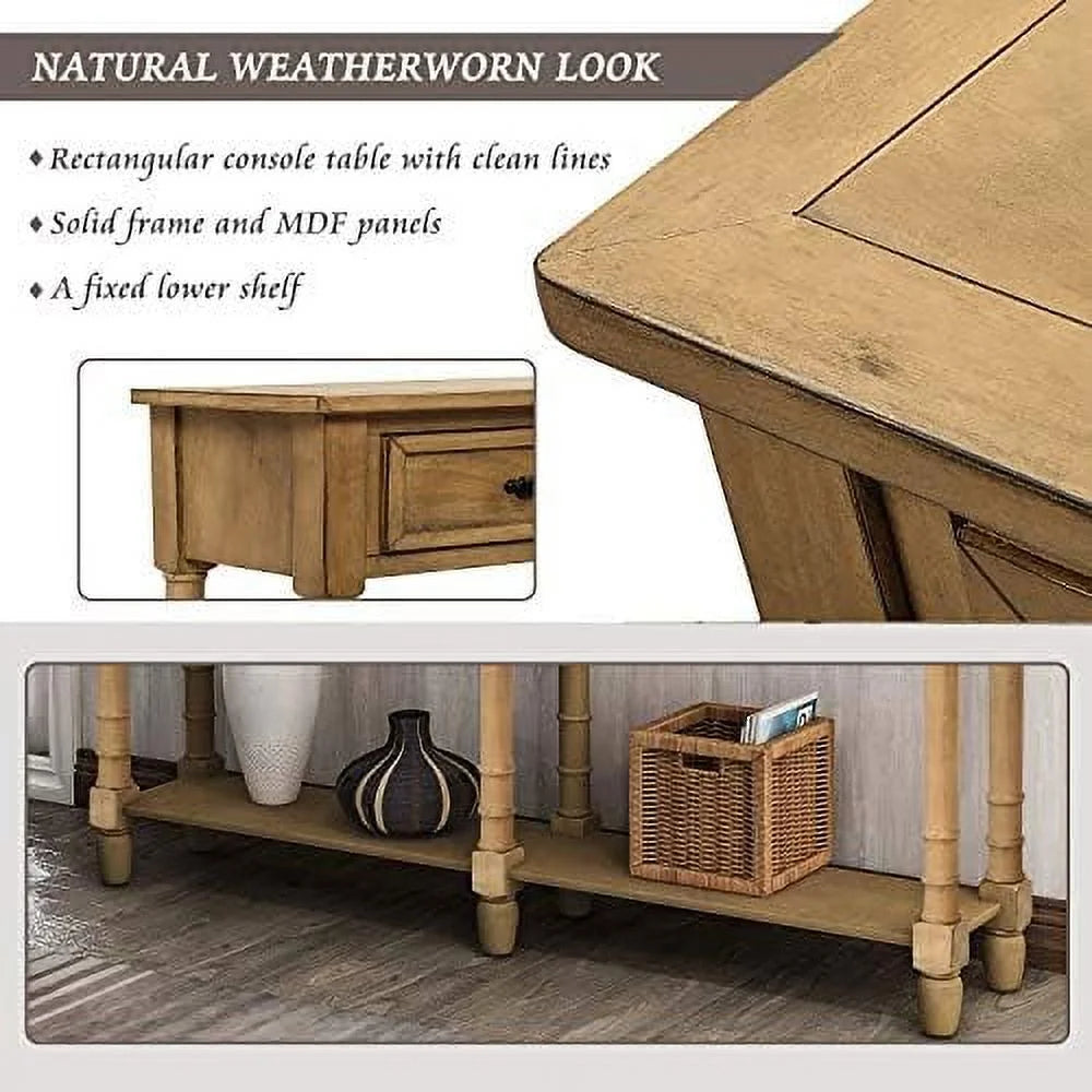 Solid Wood Console Table with 2 Drawers Z84793