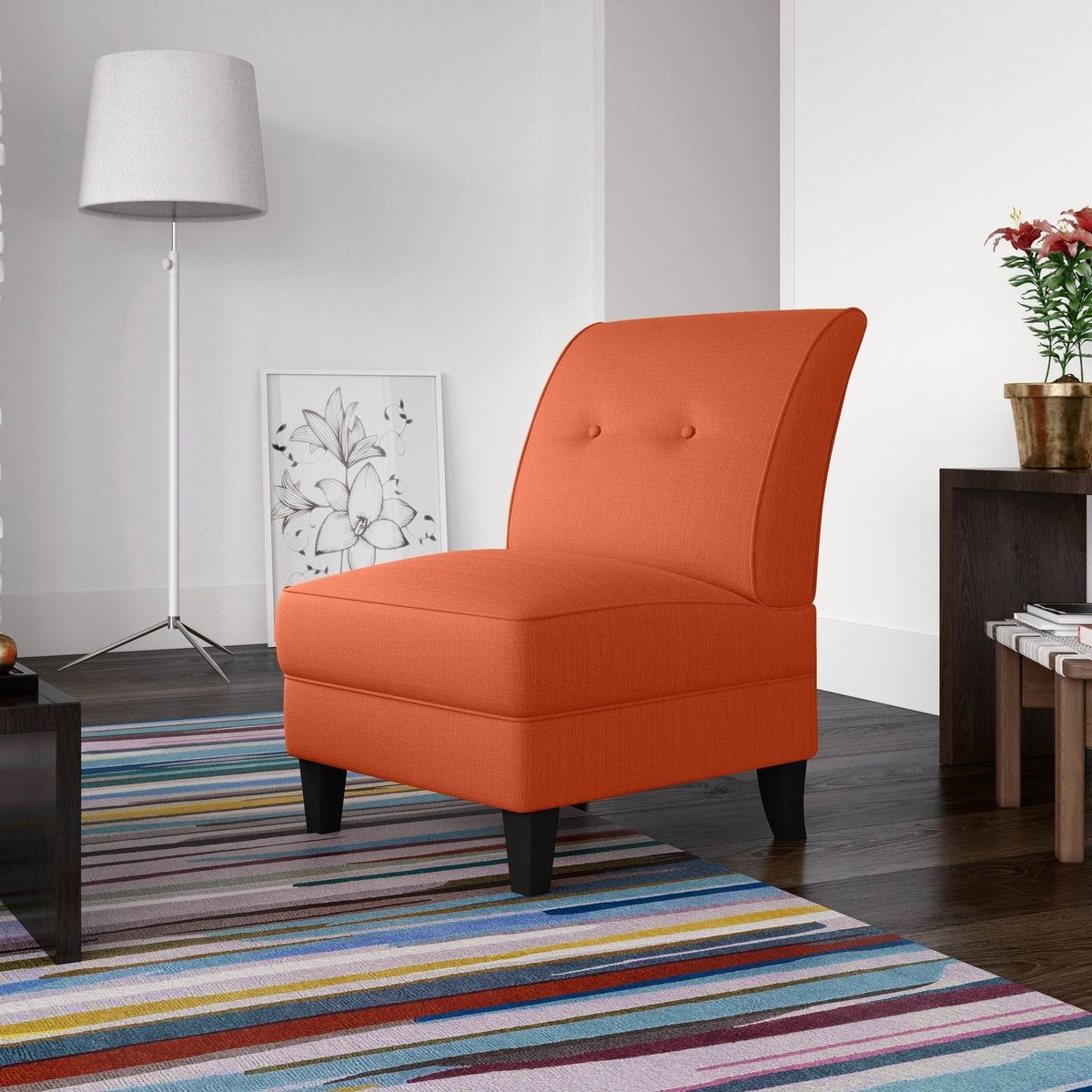 Orange Linen Armless Chair K7294