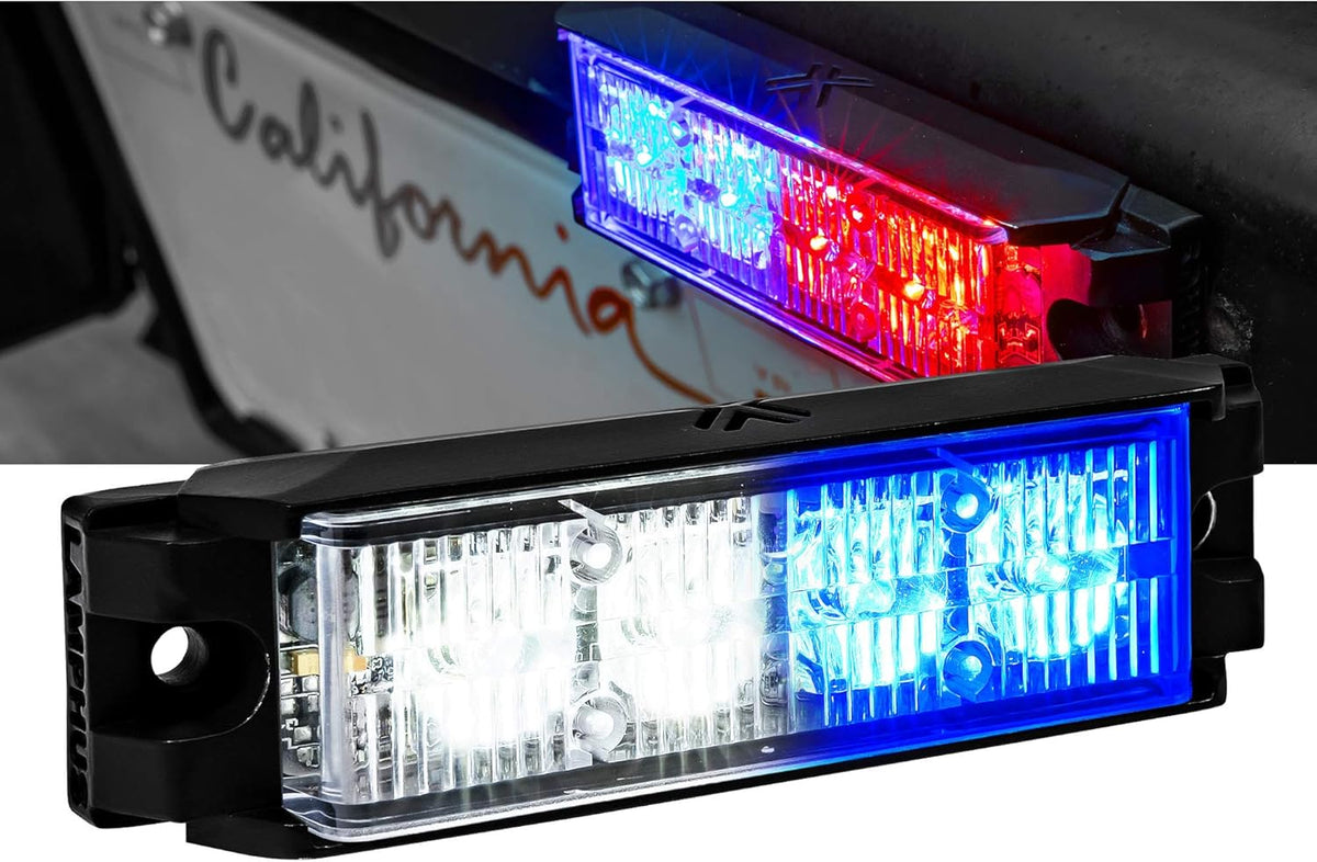 4pc 4" 4W Green White LED Flashing Strobe Light Head Emergency Warning Grille Light N1134