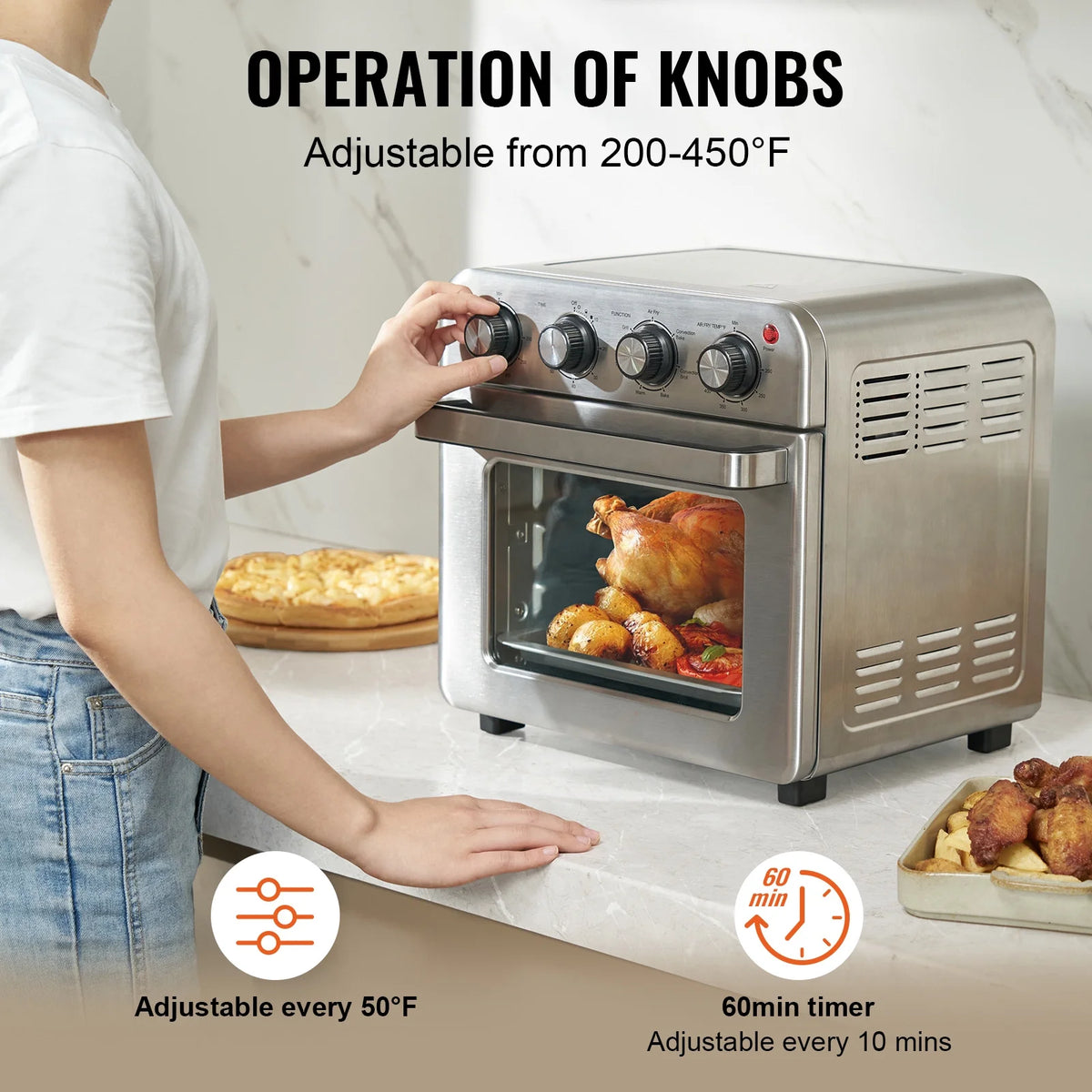 7-IN-1 Air Fryer Toaster Oven 18L Stainless Steel 1700W I943444