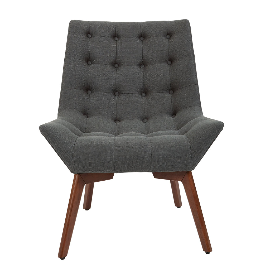 Charcoal Fabric Tufted Chair with Coffee Legs J89076