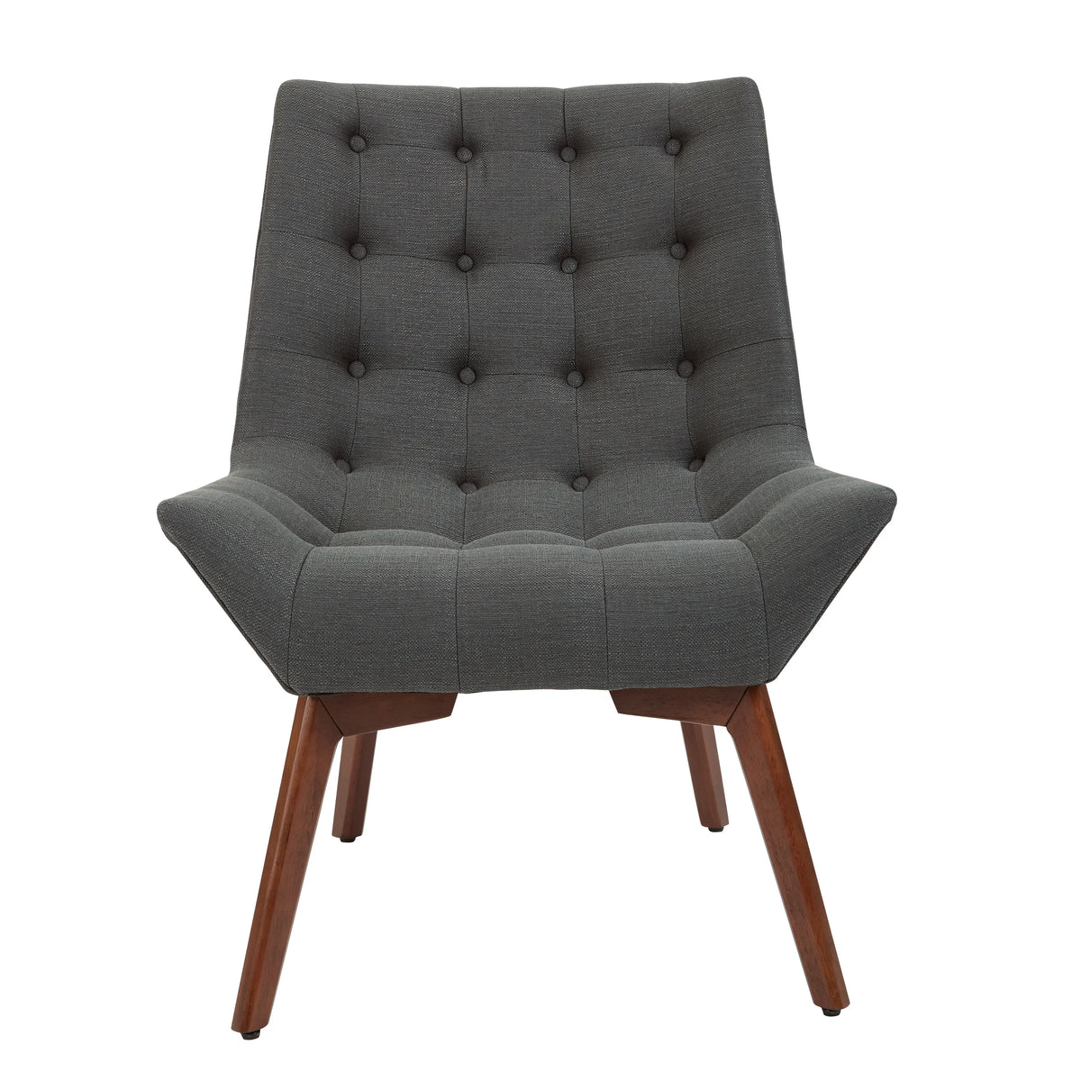 Charcoal Fabric Tufted Chair with Coffee Legs J89076