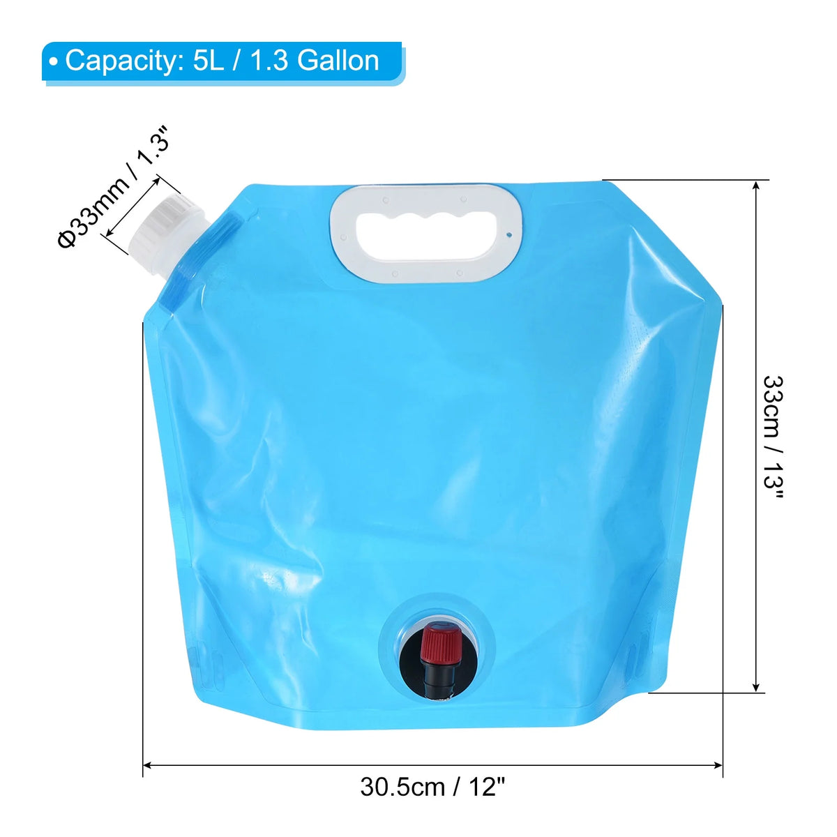 5L Collapsible Water Container Bag with Spigot, 3 Pack Blue U530208