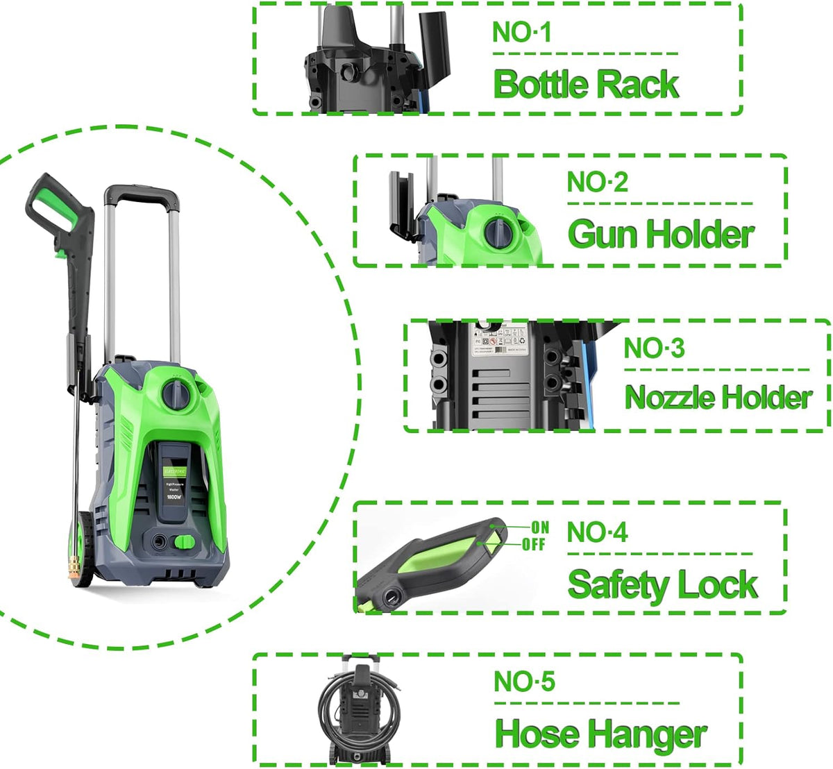 3000 PSI Electric Pressure Washer with 4 Nozzles Foam Cannon F77301