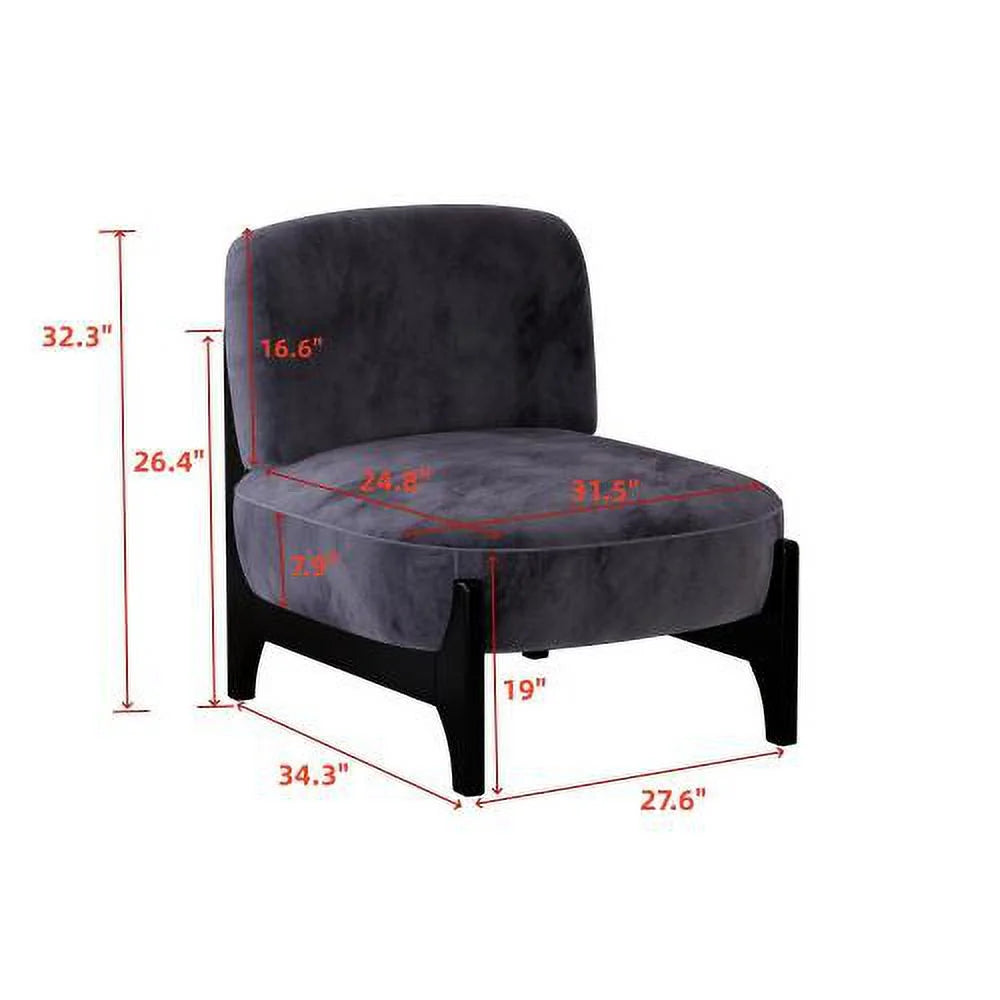 Black Velvet Upholstered Accent Chair with Solid Wood Frame R247