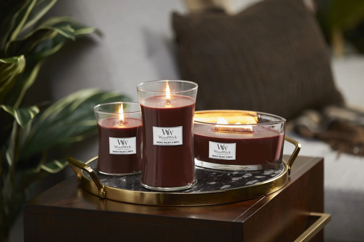 Smoked Walnut & Maple Large Hourglass Candle D173