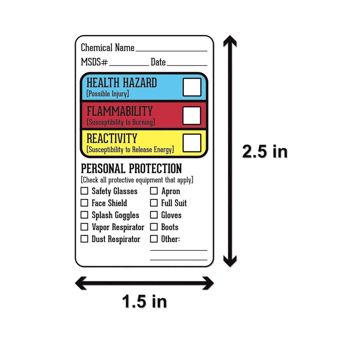 SDS Stickers, 1.5”x2.5”, Roll of 250, Self Adhesive F13900