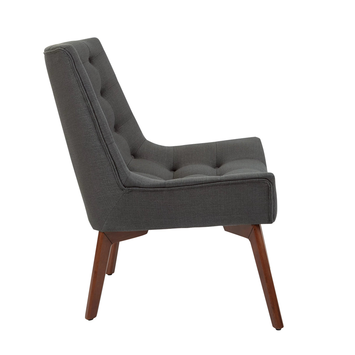 Charcoal Fabric Tufted Chair with Coffee Legs J89076