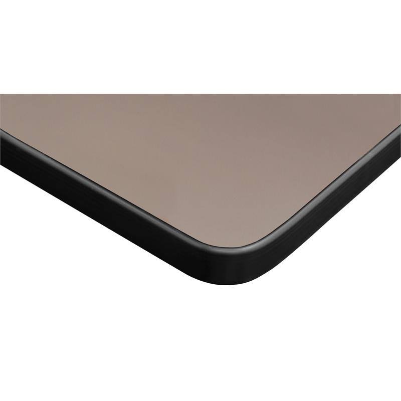 Beige Square Breakroom Table with 4 Blue Stack Chairs Q45059