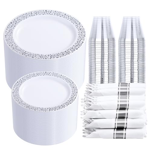 350 Pieces Gold Glitter Disposable Dinnerware Set I516