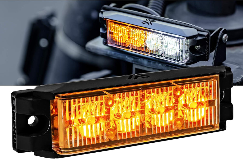 4pc 4" 4W Green White LED Flashing Strobe Light Head Emergency Warning Grille Light N1134