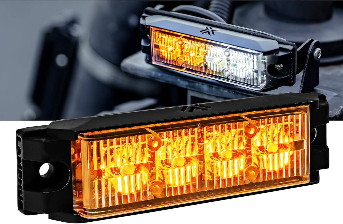 4pc 4" 4W Green White LED Flashing Strobe Light Head Emergency Warning Grille Light N1134
