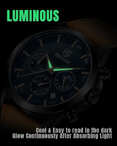 Mens Watch Analog Quartz Chronograph Waterproof Luminous Date Stainless Steel Bracelet Y5056