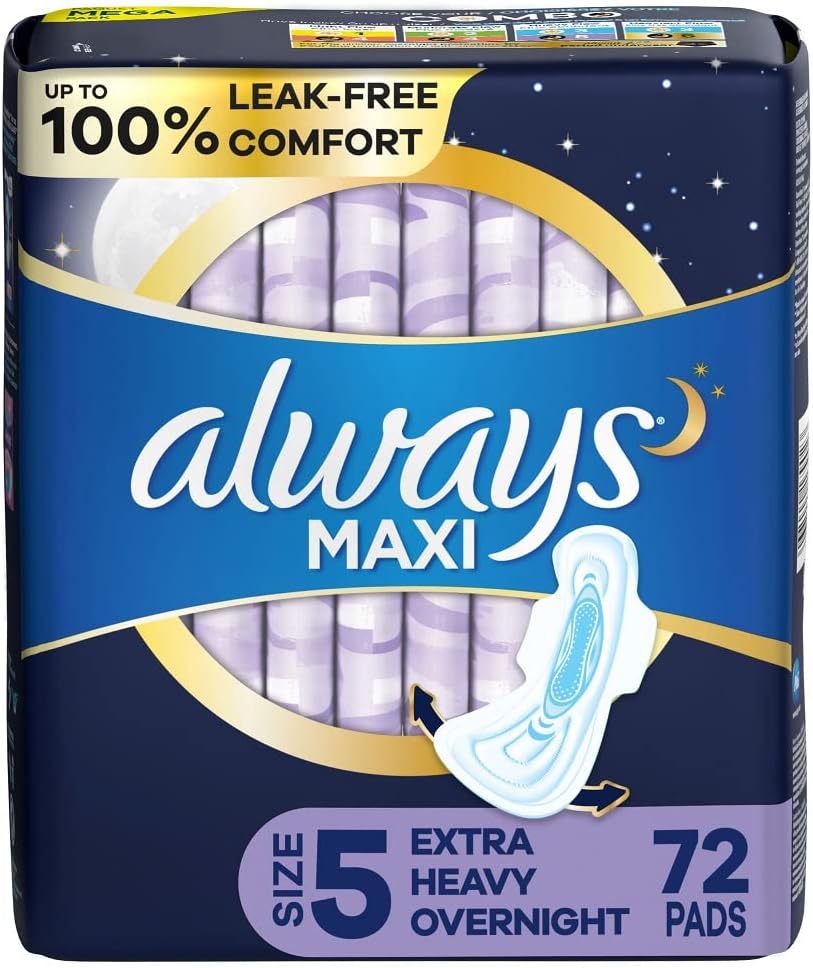 72 Count Unscented Overnight Pads with Wings D74427