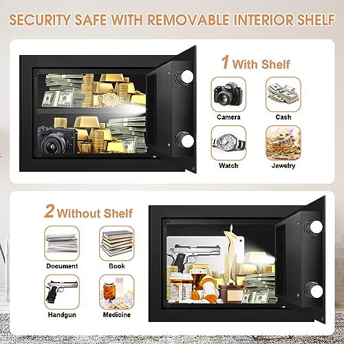 1.0 Cubic Feet Fireproof Waterproof Digital Safe with Keypad Lock and Removable Shelf C308