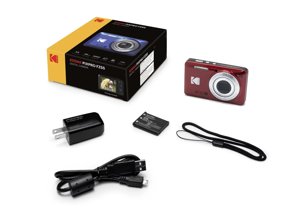 Red Digital Camera with 128GB SDXC Memory Card and Case T8034