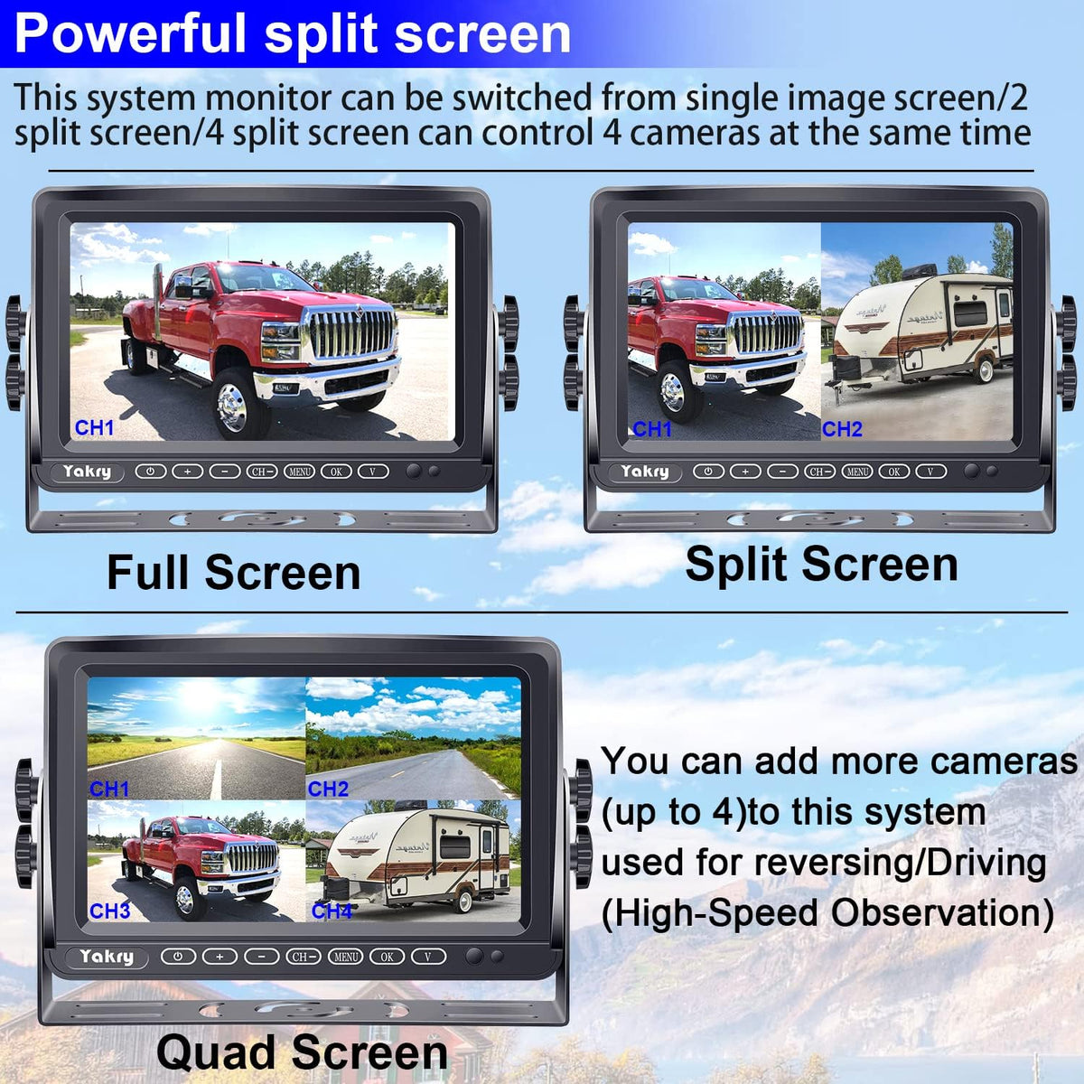 Wireless HD 1080P Backup Camera with 7 Inch Touch Key DVR Monitor F323