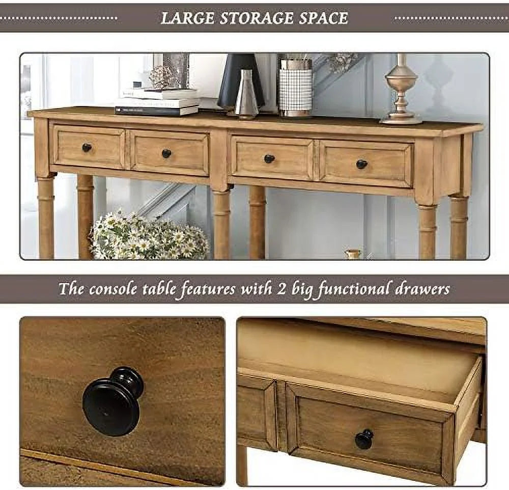 Solid Wood Console Table with 2 Drawers Z84793