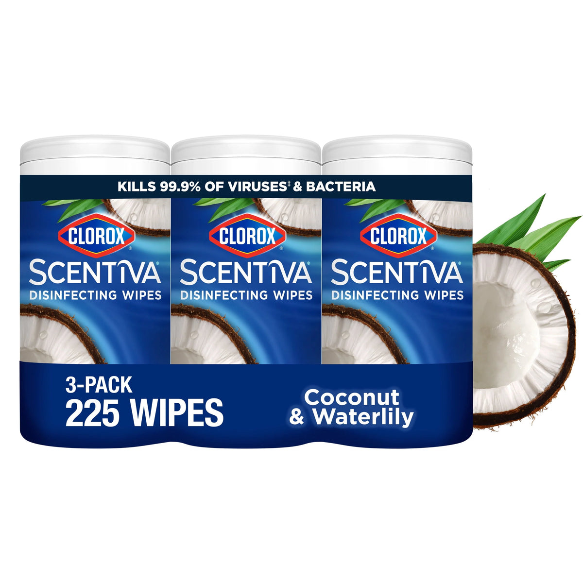 Coconut and Waterlily Cleaning Wipes 225 Count 3 Pack T743198