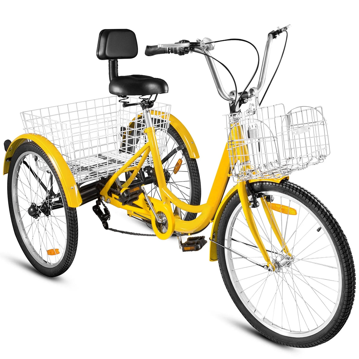 24 Adult Tricycle 7-Speed Three Wheel Bike with Basket G21065