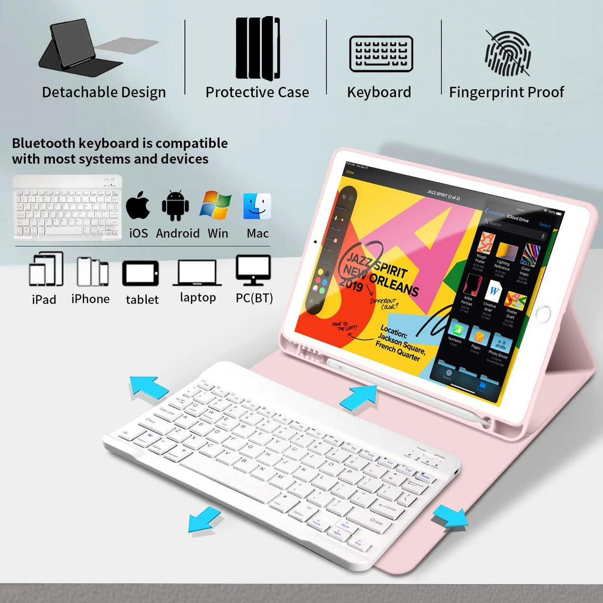 Keyboard Case with Pencil Holder for iPad 9.7 Inch L34301