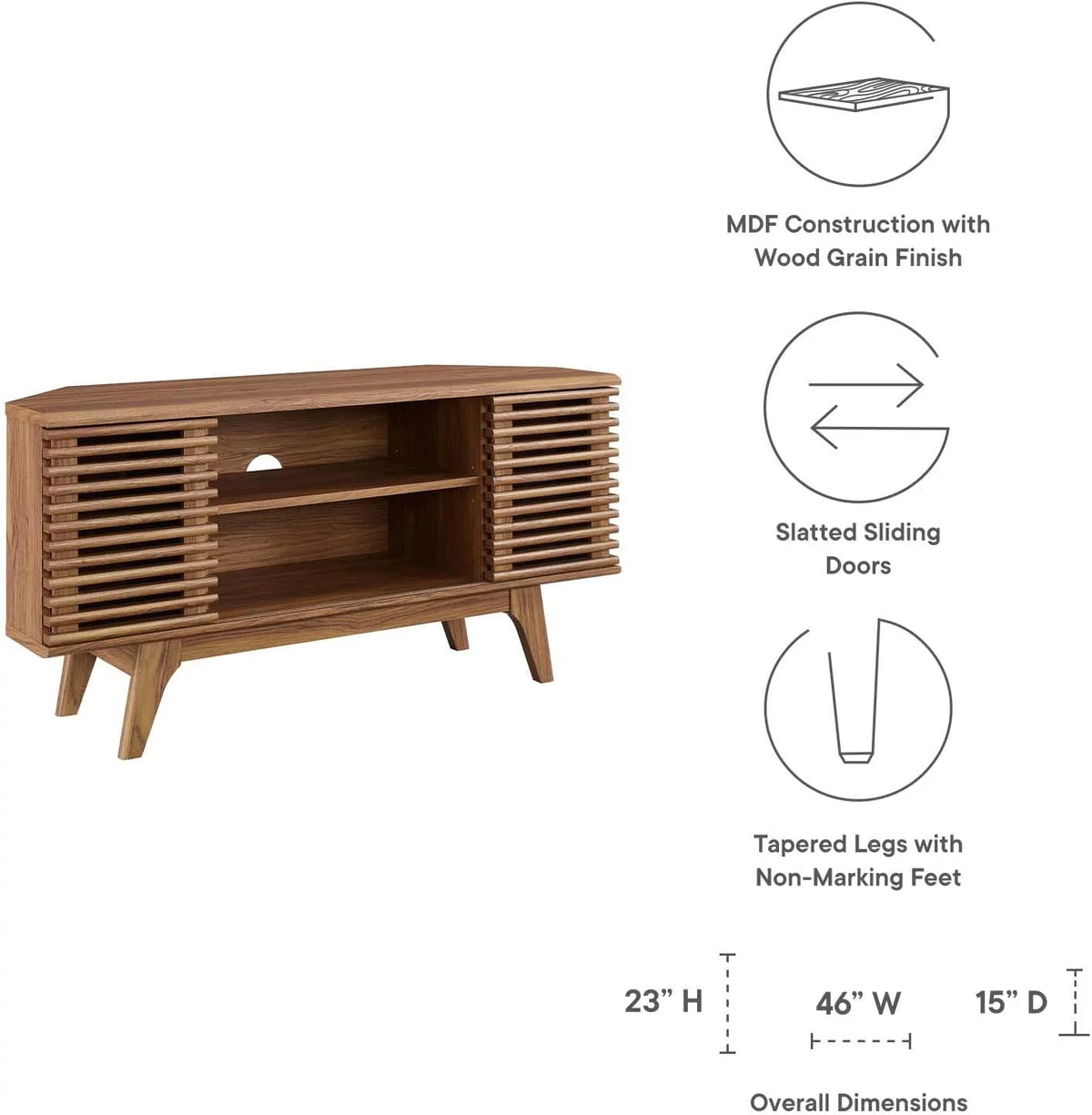Mid-Century Modern Corner TV Stand V898