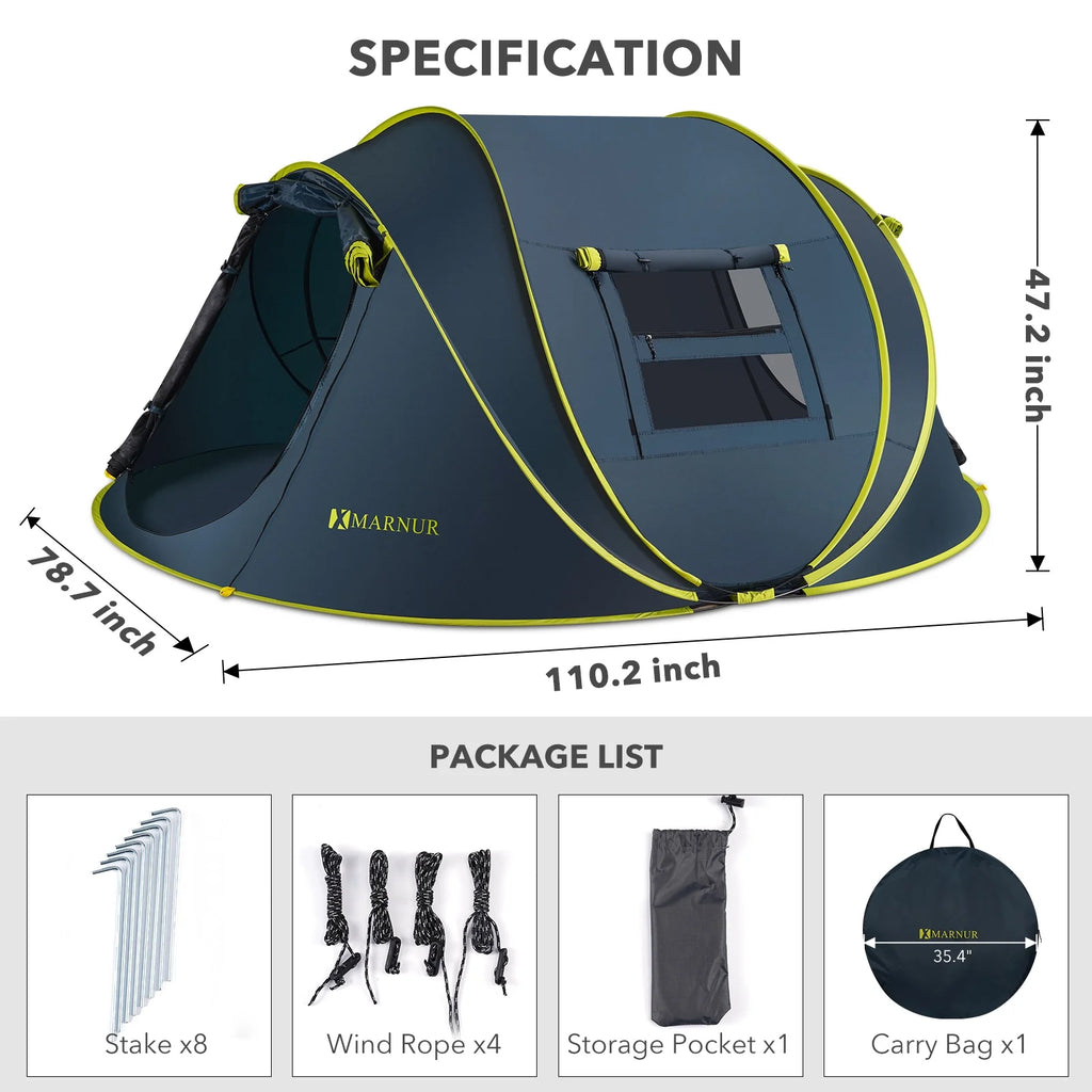 4-Person Waterproof Pop Up Camp Tent O7553
