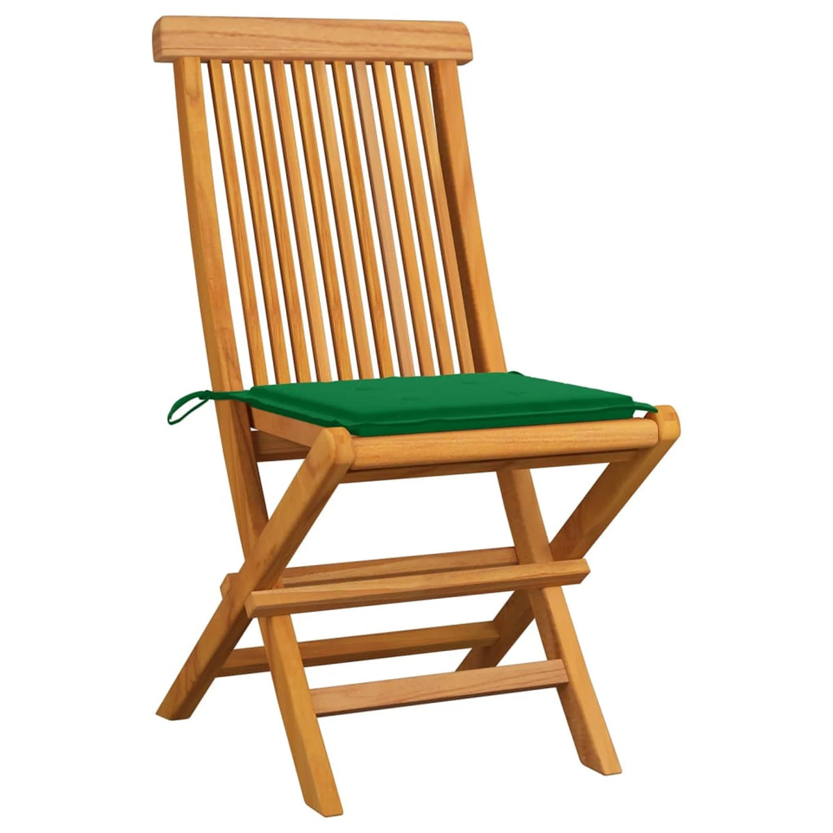 Set of 8 Wooden Foldable Outdoor Dining Chairs with Green Cushion Q9000