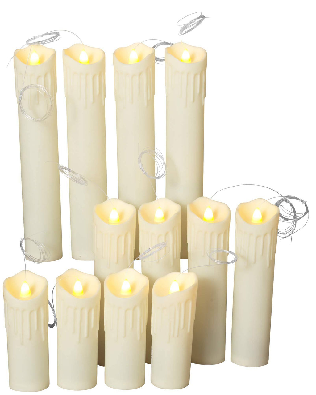 Set of 12 Battery Operated Floating Hanging Candles L41404