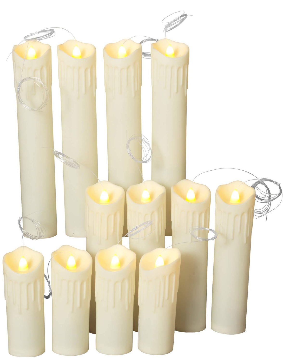 Set of 12 Battery Operated Floating Hanging Candles L41404