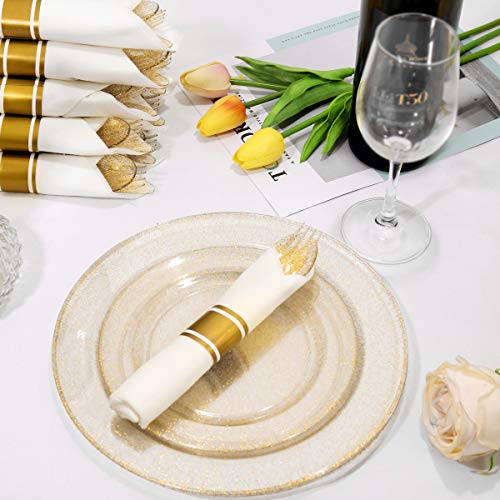350 Pieces Gold Glitter Disposable Dinnerware Set I516