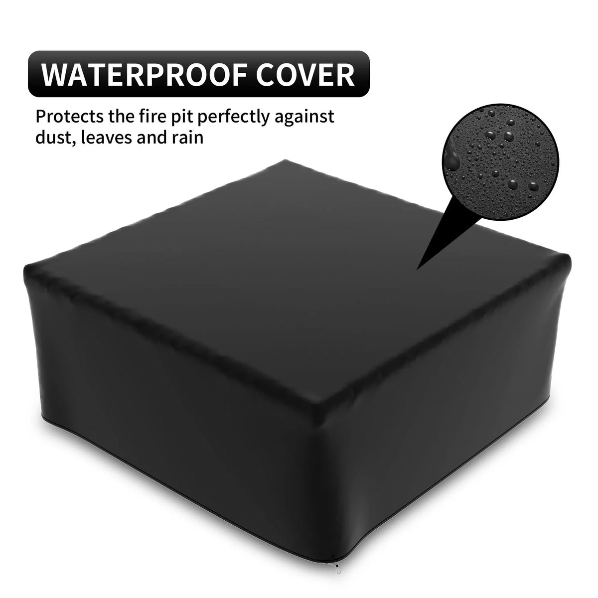 32 Square Metal Fire Pit with Cover and Poker, Black O277