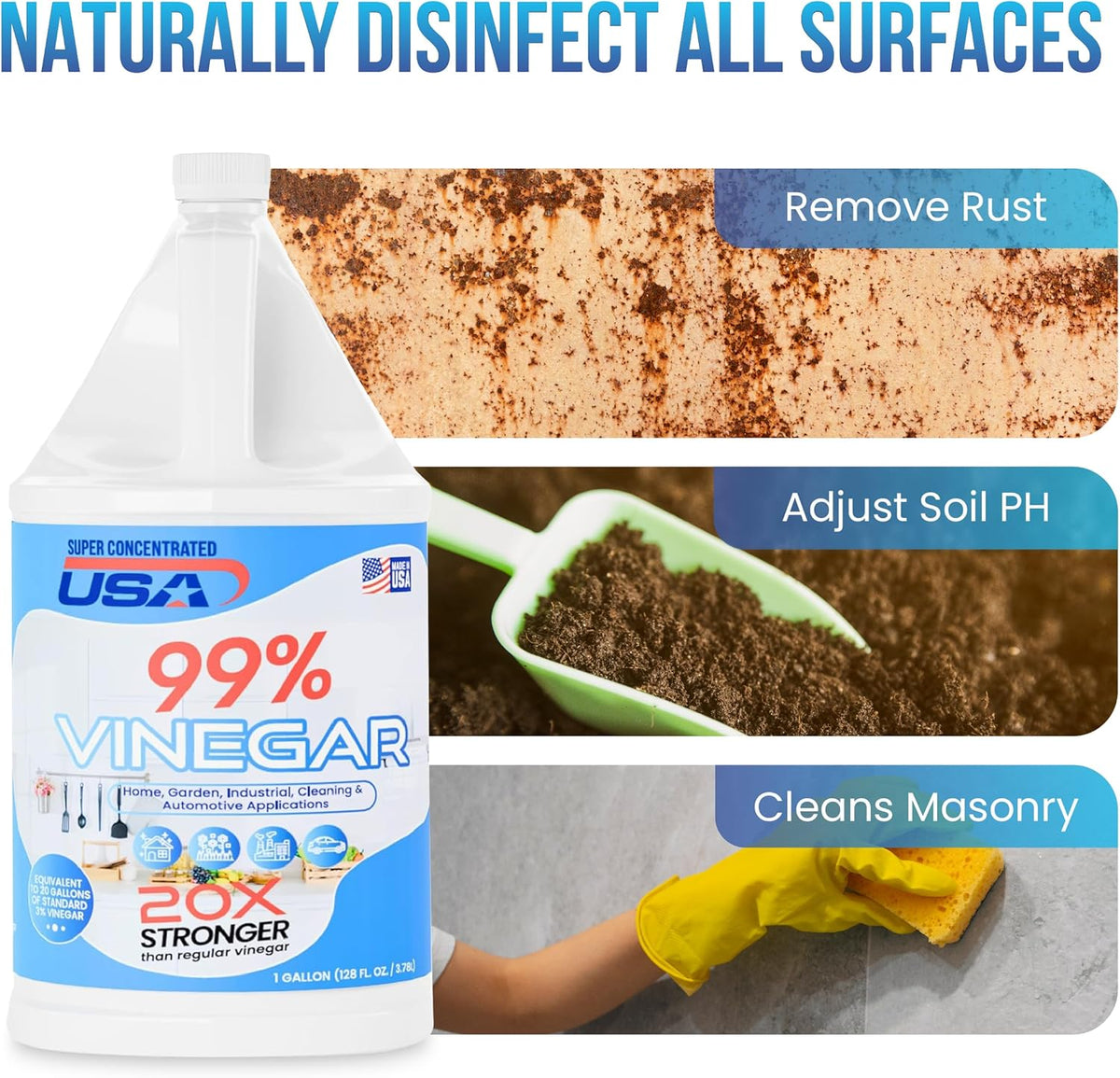 99% Pure Vinegar - 1 Gallon Concentrated Cleaner G409580