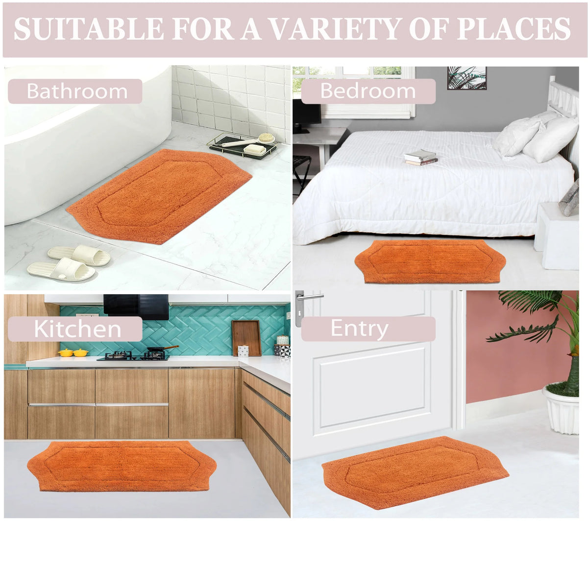 100% Cotton Tufted Bath Rug, 22" Round, Terracotta U551