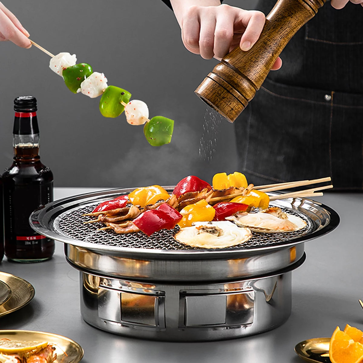 Charcoal Grill Non-stick Portable Stainless Steel BBQ Stove O127