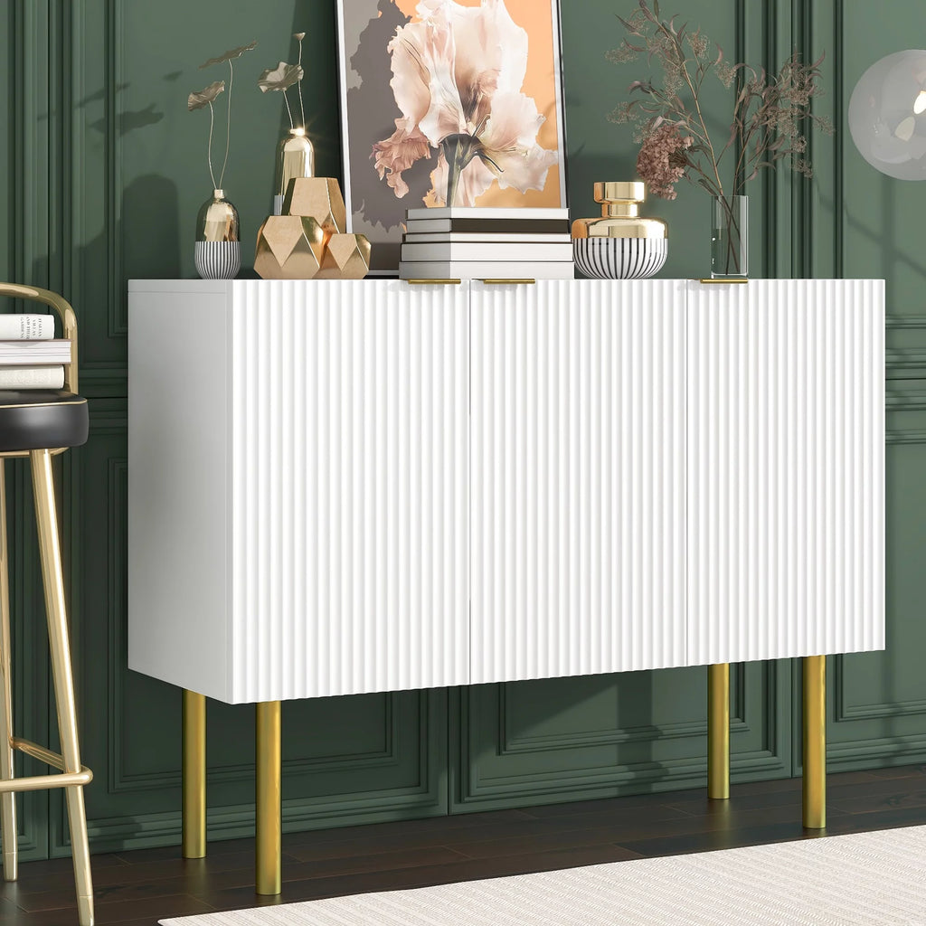 White Wood Buffet Cabinet with Storage P85064