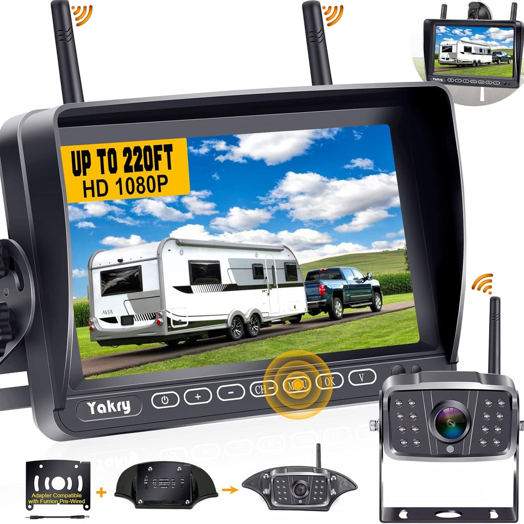 Wireless HD 1080P Backup Camera with 7 Inch Touch Key DVR Monitor F323