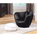 2 Piece Pack Chair & Ottoman, Baseball Black and White Q6438