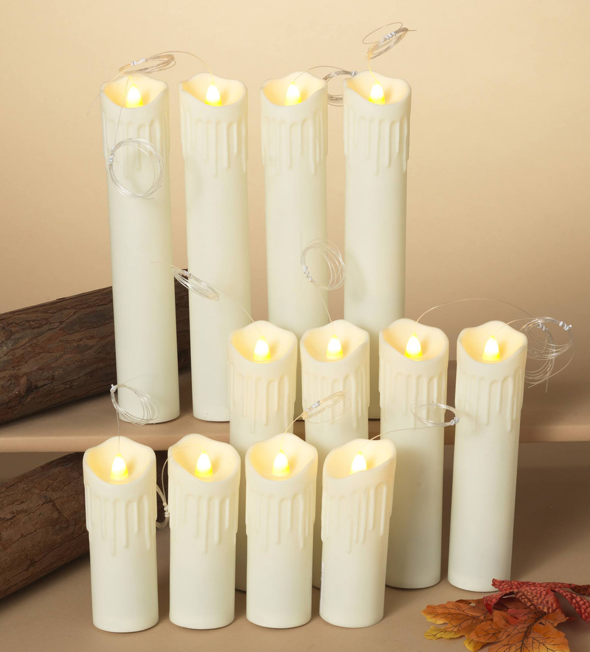 Set of 12 Battery Operated Floating Hanging Candles L41404