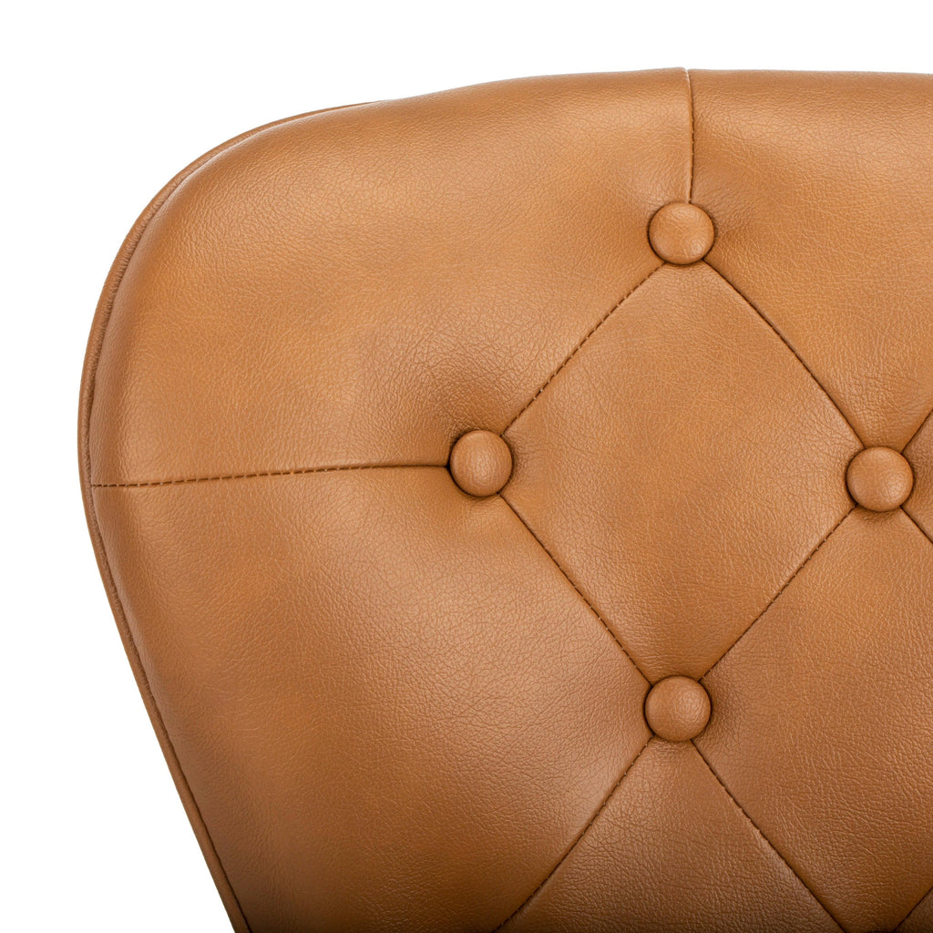 Camel Leather Tufted Swivel Counter Stool Set of 2 B462